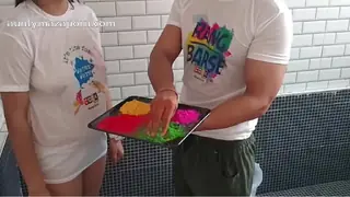 4K Holi Special Holi with the Bestfriend Saara and fucks her in a nice way - Hotel Hookup