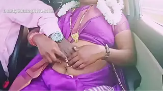 Hot Desi Indian car sex. beautiful tradition saree housewife with car driver hot romance Telugu dirty talks.