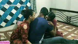 Leaked Indian shared her boyfriend with milf hot bhabhi !! Hot threesome sex with dirty audio